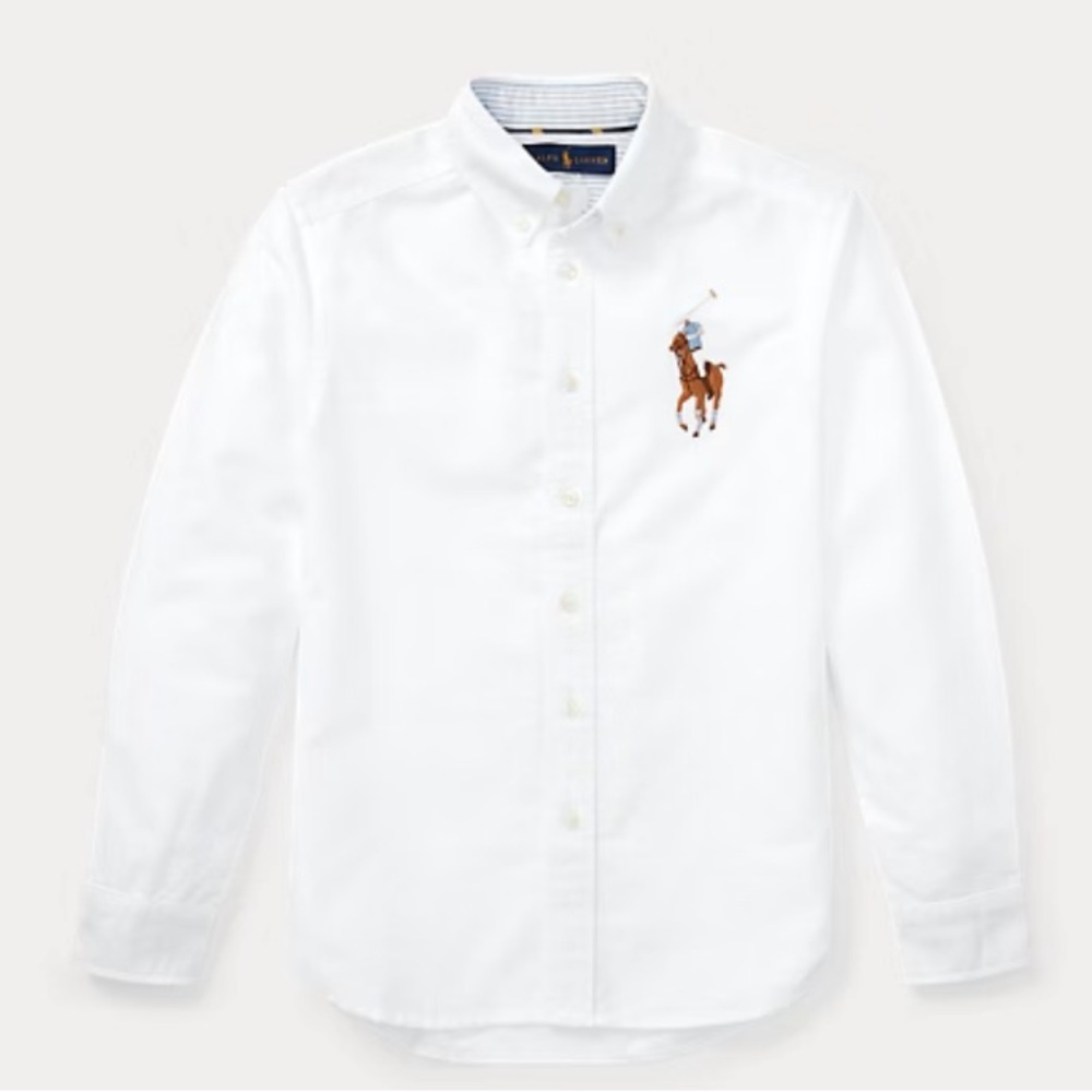 Boys Ralph Lauren White Casual Button Down Shirt Oxford Style